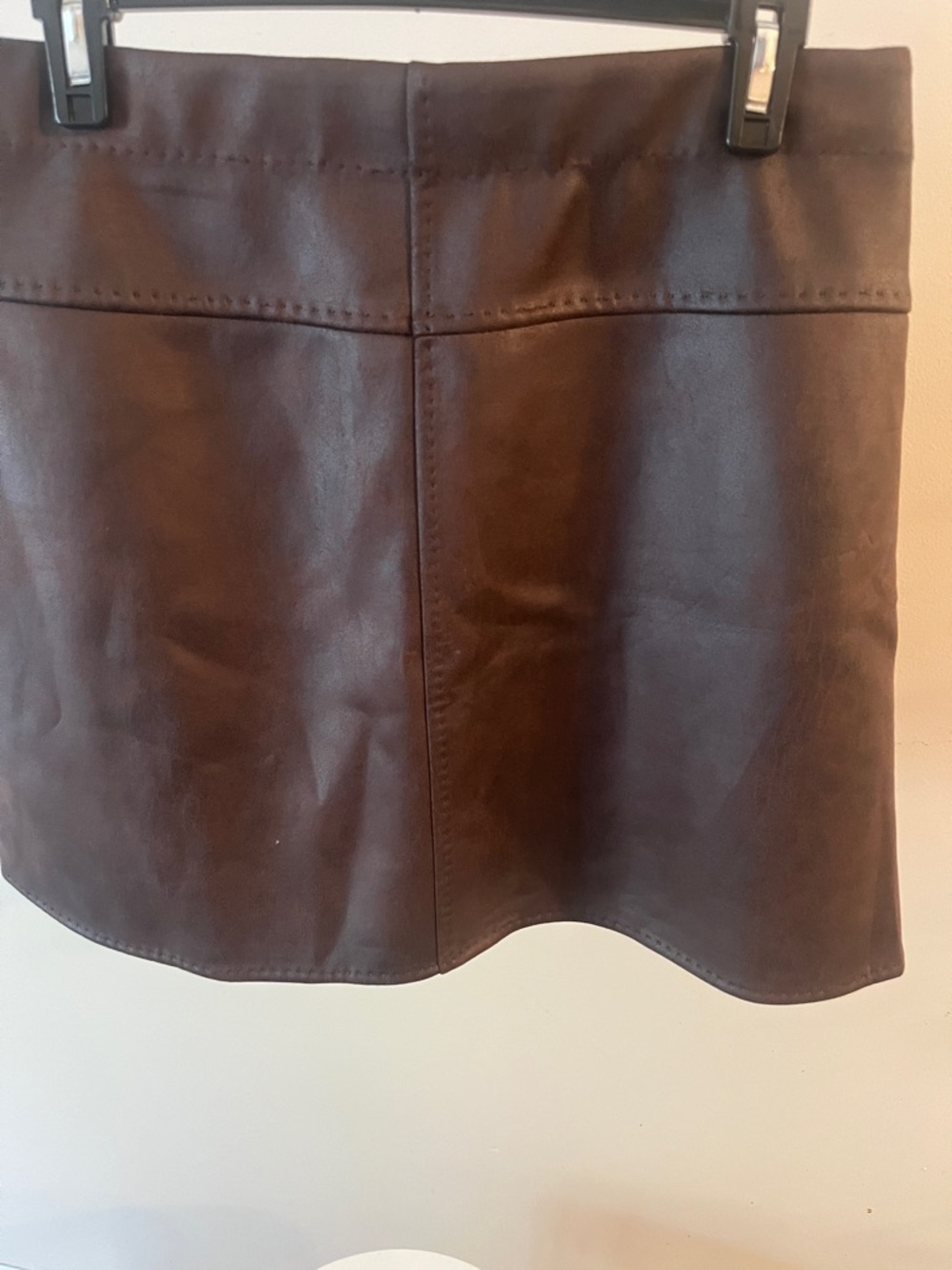 Max Studio Dark Brown Faux Leather Mini Skirt - Picture 2 of 6